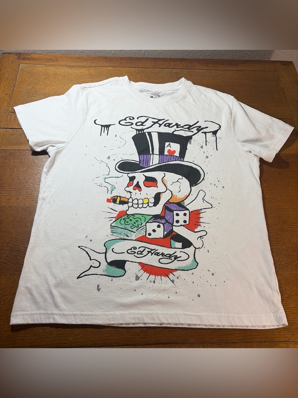 Ed Hardy Designs Men’s Medium “punks Not Dead” Skull T-shirt